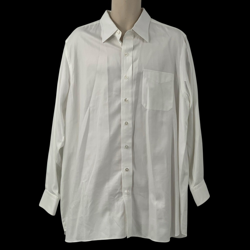 Hamilton 1883 Men's Long Sleeve Button Down Shirt White Herringbone Size XL